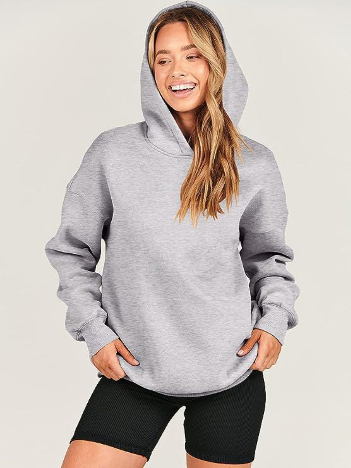 Dropped Shoulder Long Sleeve Hoodie