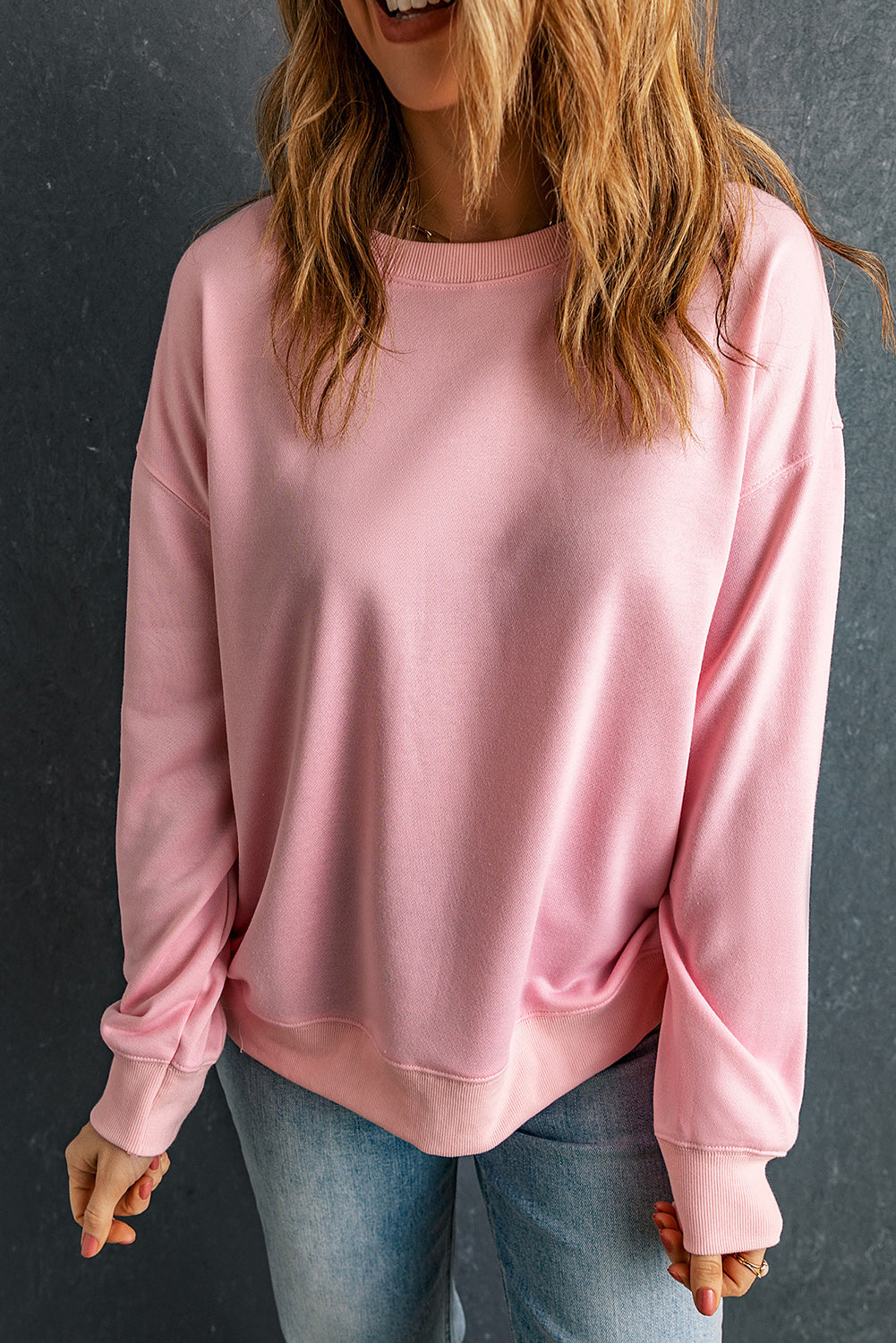 Round Neck Dropped Shoulder Sweatshirt